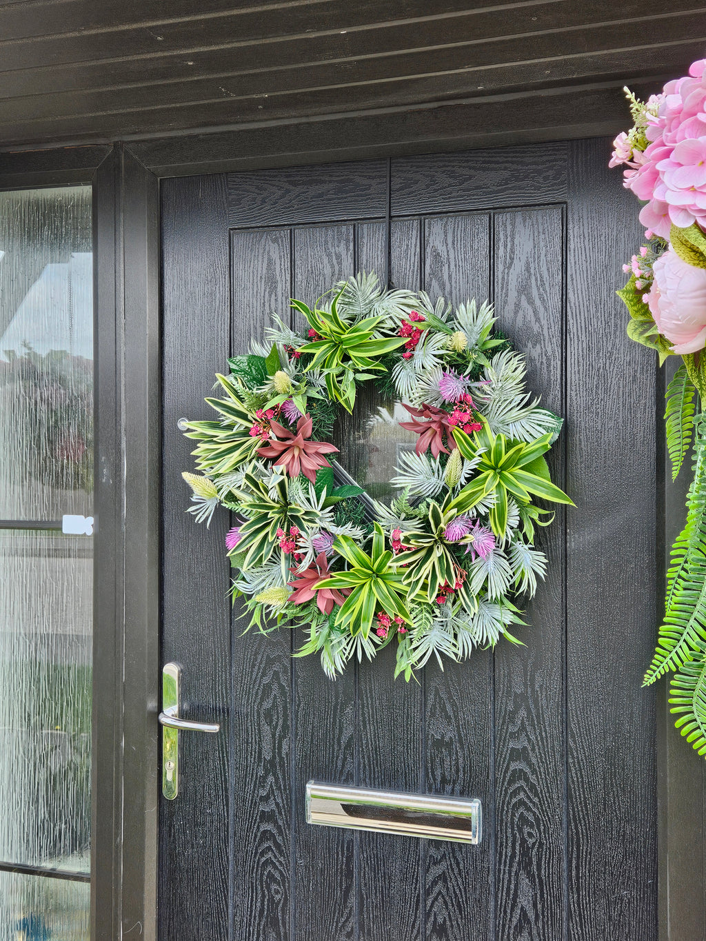 Wild One Handmade Decorative Wreath with Lush Greenery and Bold Red Pops for Stylish Home Decor