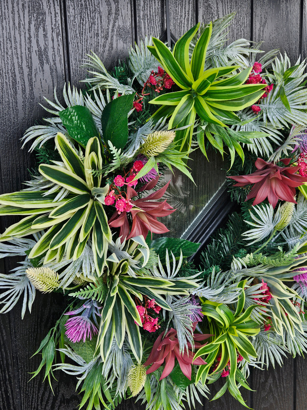 Wild One Handmade Decorative Wreath with Lush Greenery and Bold Red Pops for Stylish Home Decor