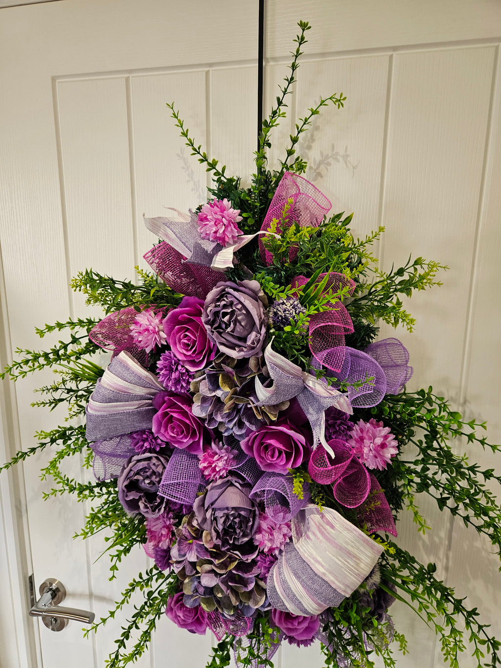 Purple Reign & Petal Drama Wreath – Luxe Floral Statement with Bold Magenta Roses, Soft Lilac Blooms and Layered Textures, Designed to Turn Heads and Bring Full Blooming Proper Energy to Any Door