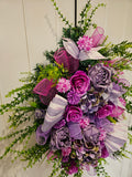 Purple Reign & Petal Drama Wreath – Luxe Floral Statement with Bold Magenta Roses, Soft Lilac Blooms and Layered Textures, Designed to Turn Heads and Bring Full Blooming Proper Energy to Any Door