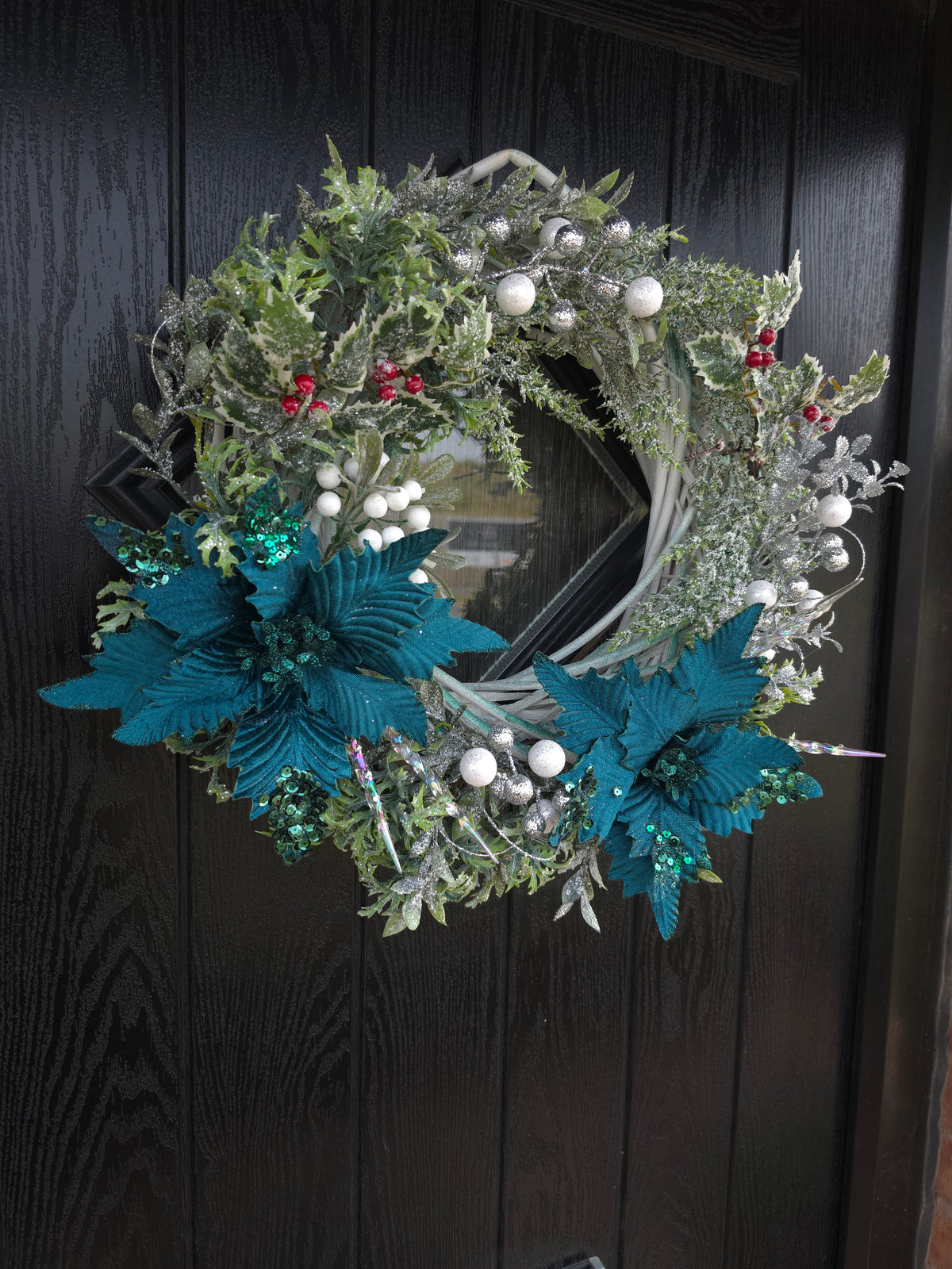 Holly Poinsetta – Handmade Christmas Door Wreath