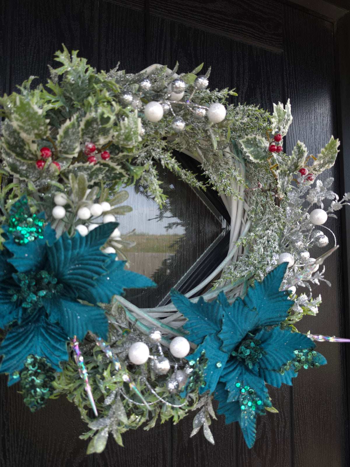 Holly Poinsetta – Handmade Christmas Door Wreath