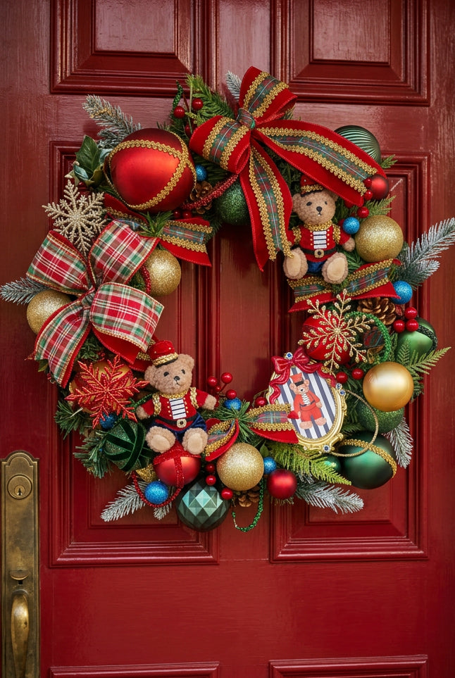 The Toy Soldiers - Luxury Teddy Bear Christmas Wreath