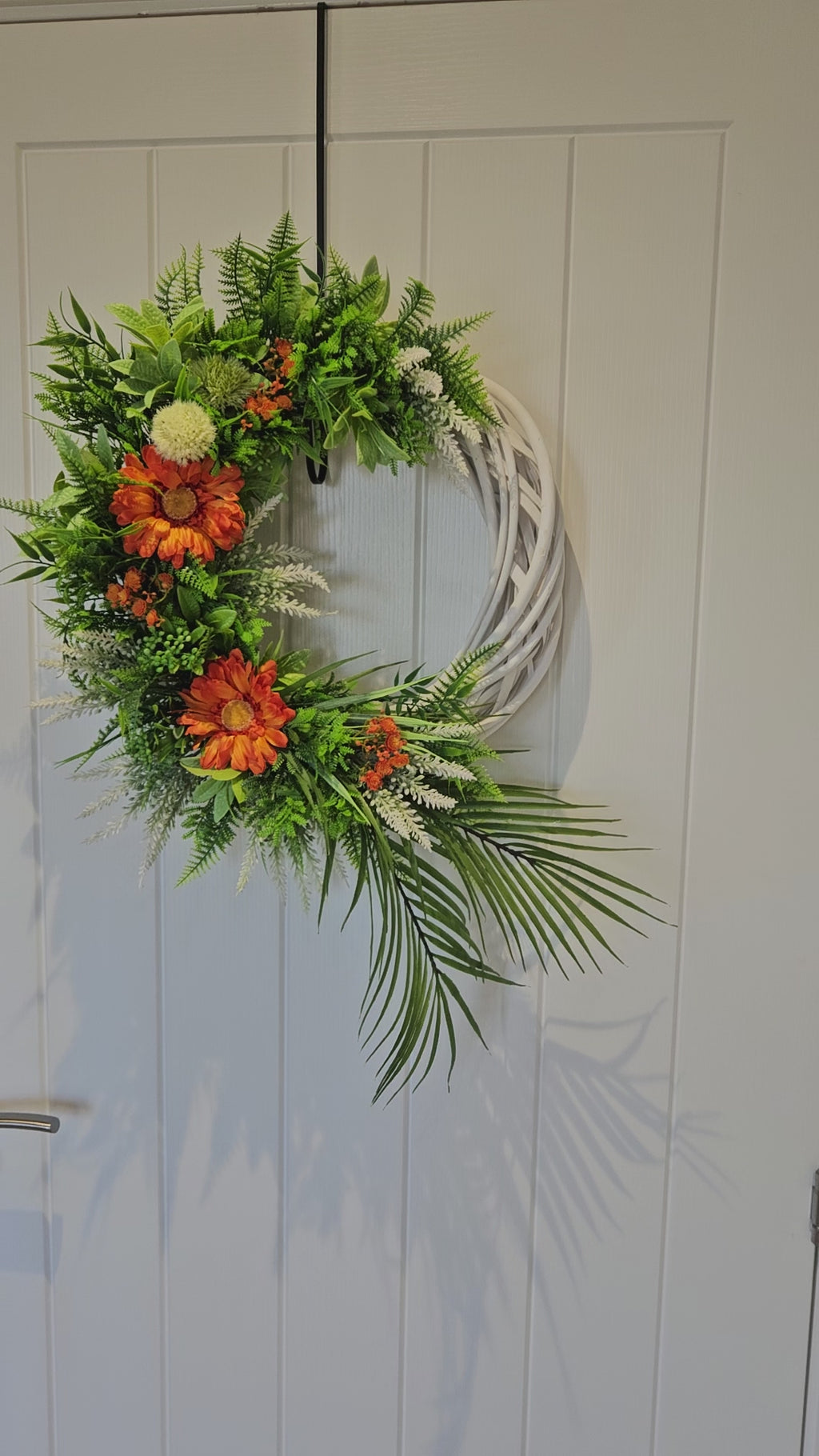 The Proper Orange Pop Wreath - Handcrafted with Vibrant Orange Blooms & Lush Greenery on Natural Wicker Base for Seasonal Home Decor